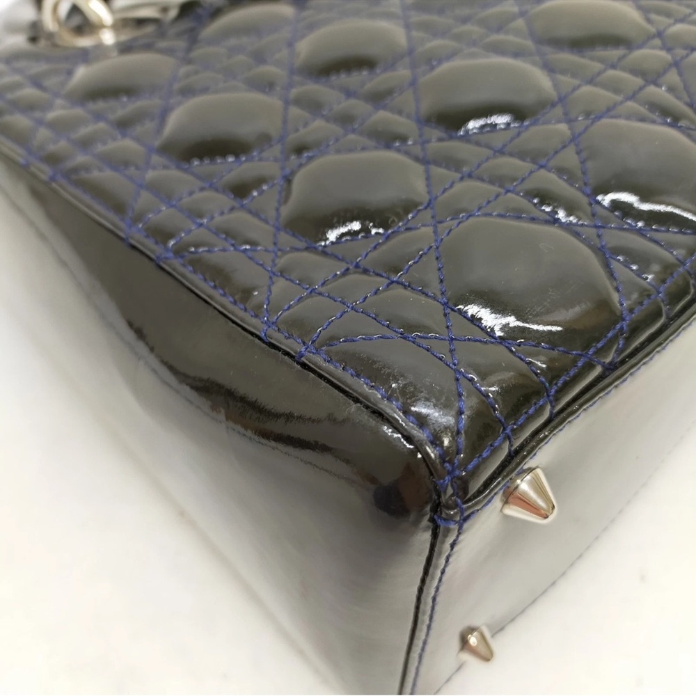 Christian Dior Hand Bag Navy Blue interior Patent black leather 3294702 - Picture 9 of 17